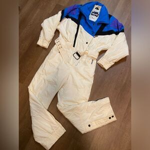 Vintage 80s Colorblock Costume Halloween Head Snow Ski Jumpsuit Snowsuit Retro